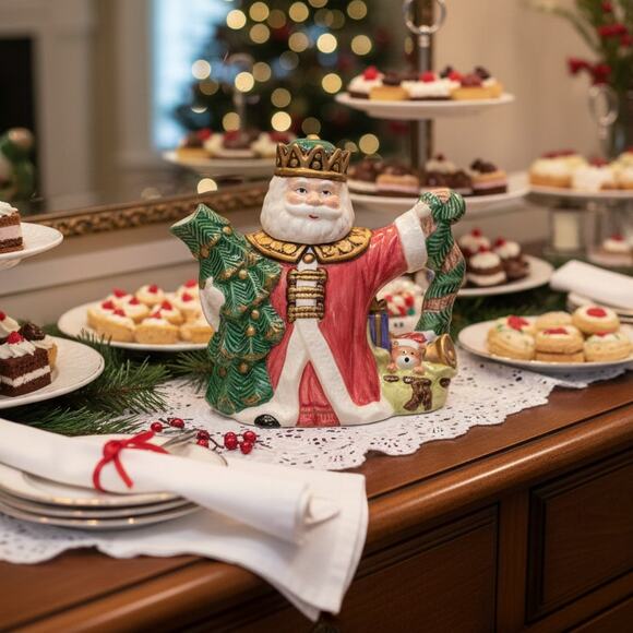 Vintage World Bazaars Santa Ceramic Pitcher / Teapot – Early 2000s - Picture 2 of 8